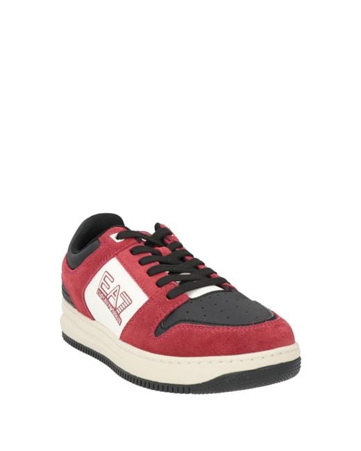 EA7 Pink Sneakers Cow Leather, Polyester for men