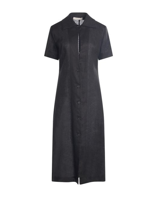 Liviana Conti Black Midi Dress Linen
