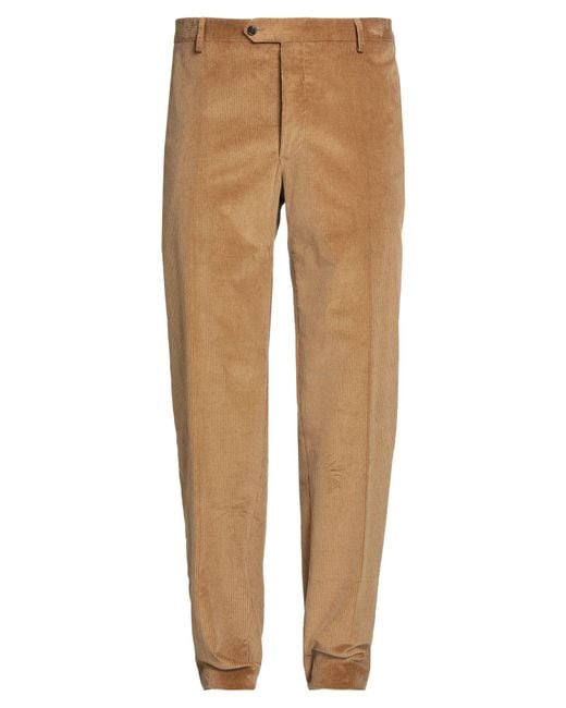 Luigi Bianchi Men's Natural Camel Pants Cotton, Elastane