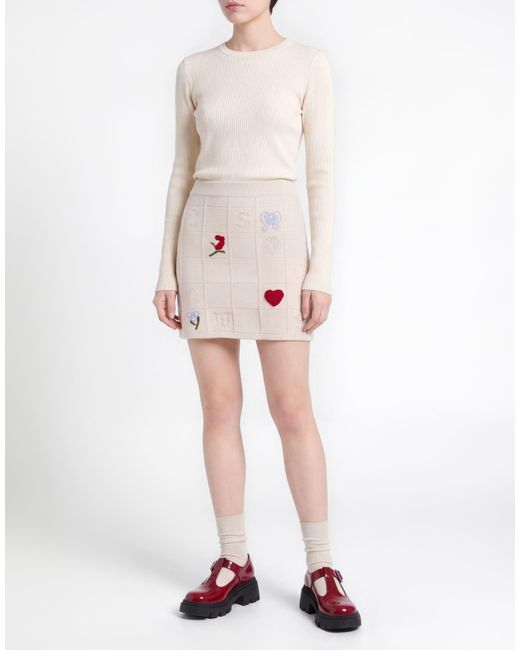 Twinset Natural Marco Rambaldi X Mini Skirt Polyamide, Wool, Viscose, Polyester, Cashmere