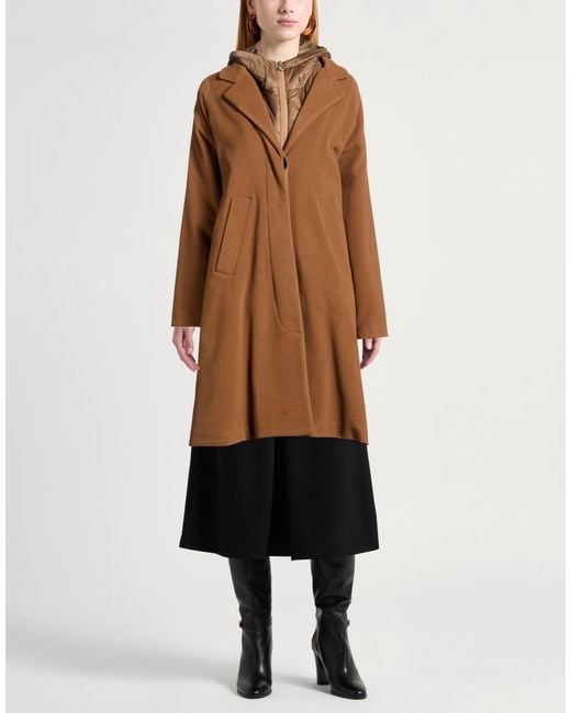 Paltò Brown Camel Coat Wool, Polyamide, Cashmere