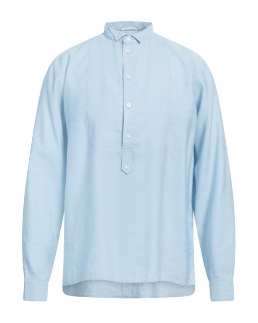 Dnl Blue Shirt Viscose, Polyester for men