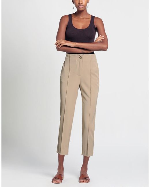ALESSIA SANTI Natural Sand Pants Polyester, Viscose, Elastane