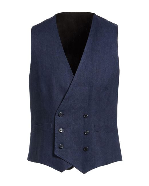 Lardini Blue Tailored Vest Linen for men