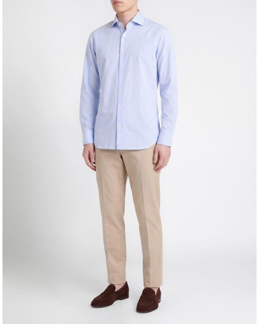 Luigi Borrelli Napoli Blue Light Shirt Cotton for men