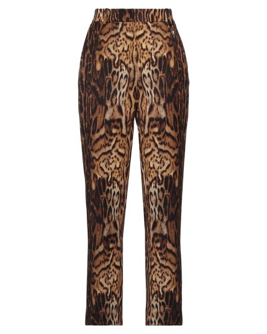 Roberto Cavalli Brown Pants Polyester, Elastane