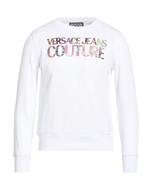 Versace Jeans Couture White Sweatshirt Cotton, Elastane for men