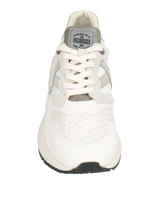 Munich White Sneakers Leather, Textile Fibers for men