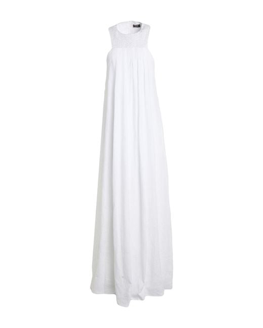 Peserico White Maxi Dress Linen, Cotton