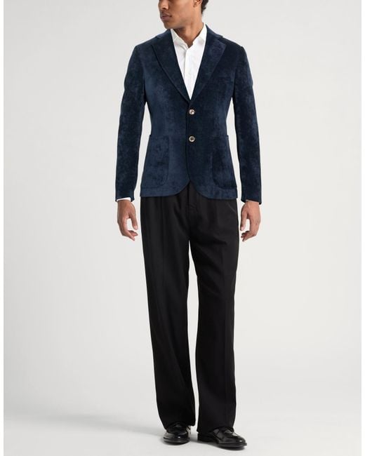 Takeshy Kurosawa Blue Midnight Blazer Cotton, Viscose, Textile Fibers for men