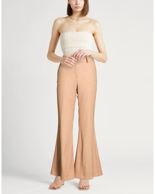 Alysi Natural Camel Pants Viscose, Wool, Polyester, Elastane