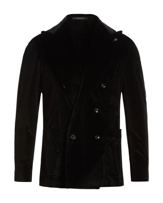 Tagliatore Black Blazer Cotton, Elastane for men