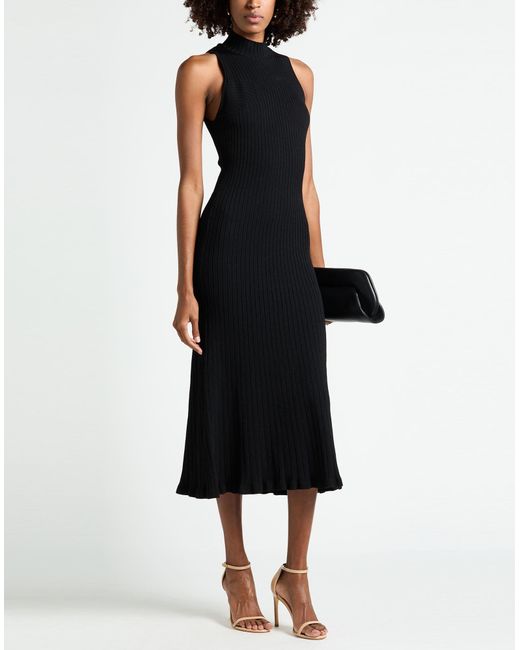 Alberta Ferretti Black Midi Dress Viscose, Polyamide