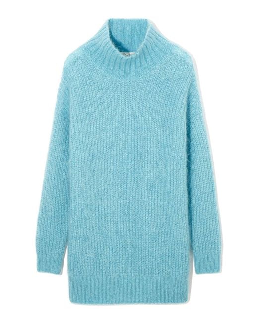 COS Blue Funnel-neck Mohair Tunic