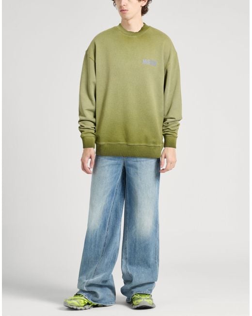 MSGM Green Military Sweatshirt Cotton for men