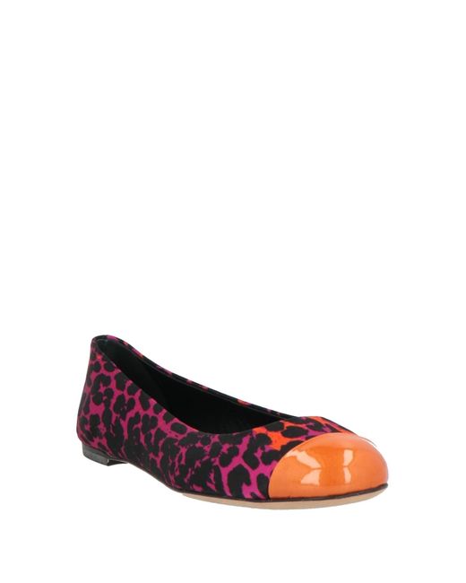 Casadei Red Fuchsia Ballet Flats Leather, Textile Fibers