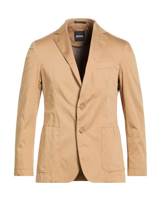 Boss Natural Camel Blazer Cotton, Polyamide, Polyester, Elastane for men