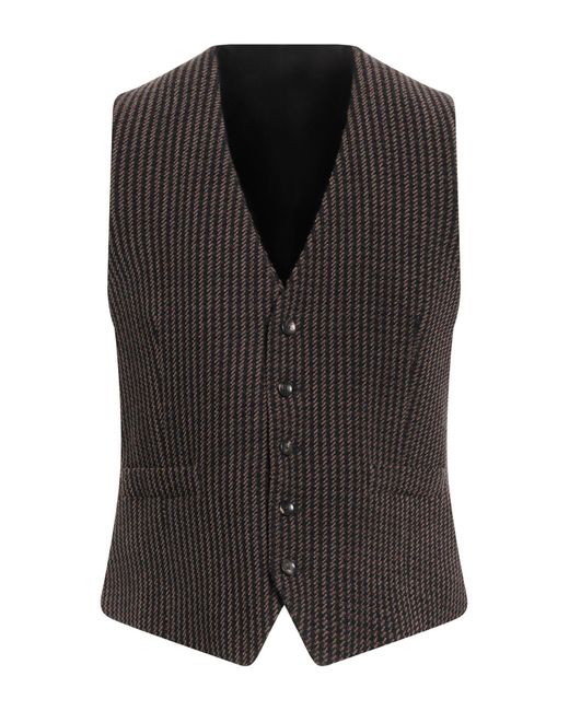 Lardini Black Dark Tailored Vest Wool, Polyamide, Elastane for men
