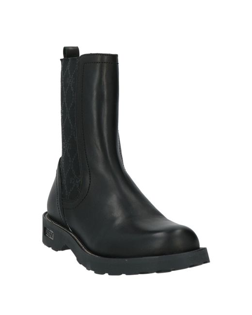 Cult Black Ankle Boots Leather, Textile Fibers