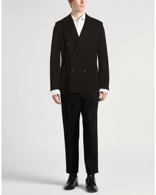 Paolo Pecora Black Blazer Viscose, Polyamide, Elastane for men