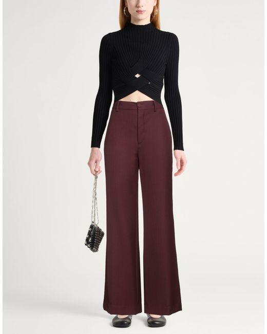 Plan C Red Burgundy Pants Wool
