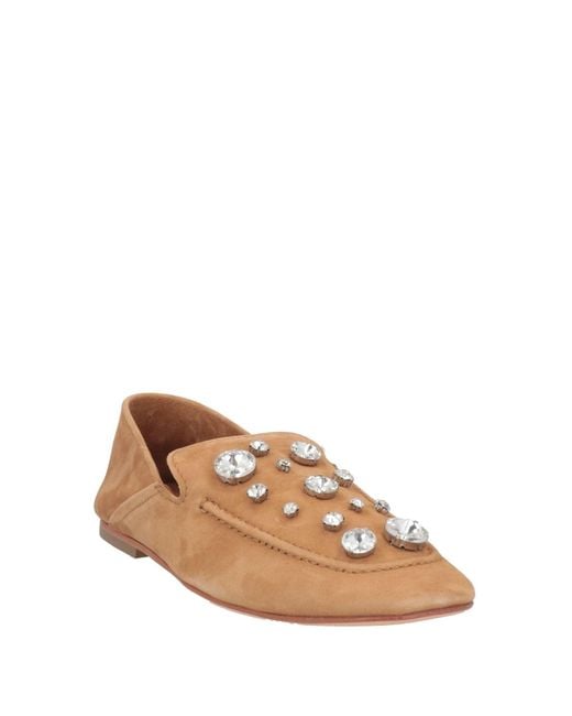 Alysi Brown Accessoreria Camel Loafers Leather