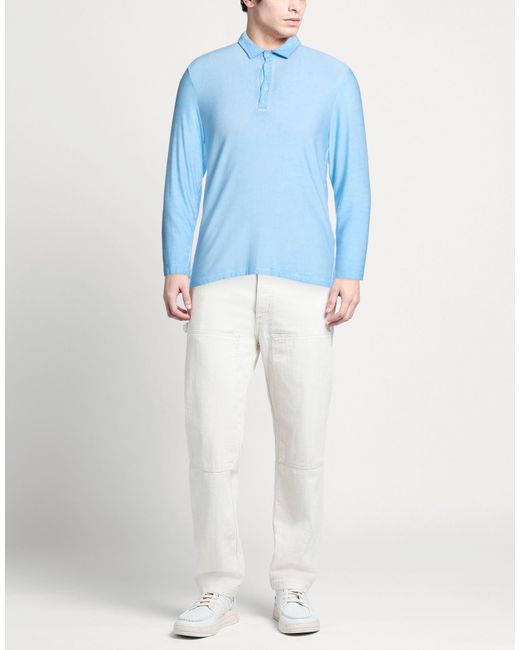 Ploumanac'h Blue Polo Shirt Viscose, Elastane for men