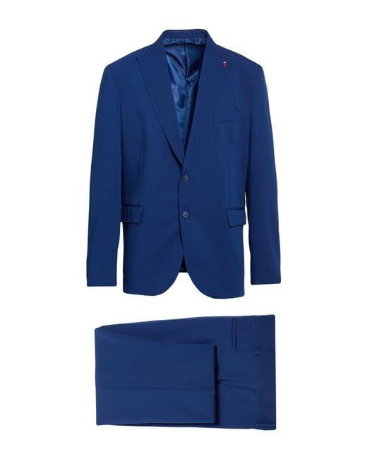 MULISH Blue Suit Polyester, Viscose, Elastane for men