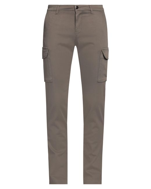 RE_HASH Gray Khaki Pants Cotton, Elastane for men