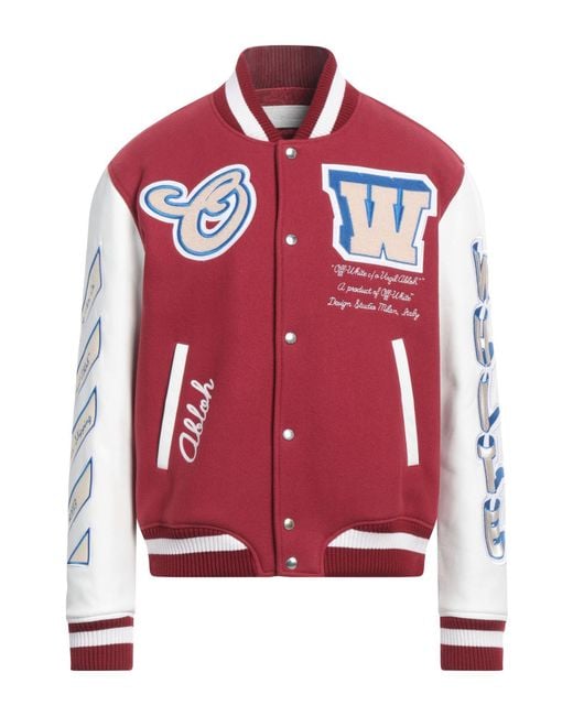 Off-White c/o Virgil Abloh Red On The Go Wool-blend Varsity Jacket for men