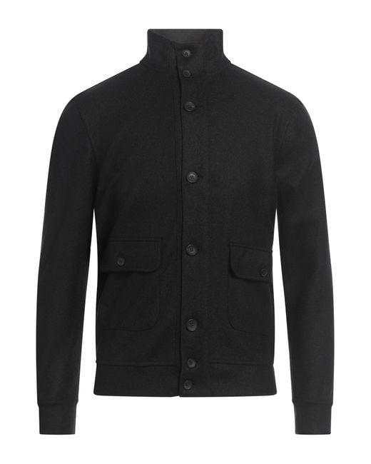 FILIPPO DE LAURENTIIS Black Overcoat & Trench Coat Merino Wool for men