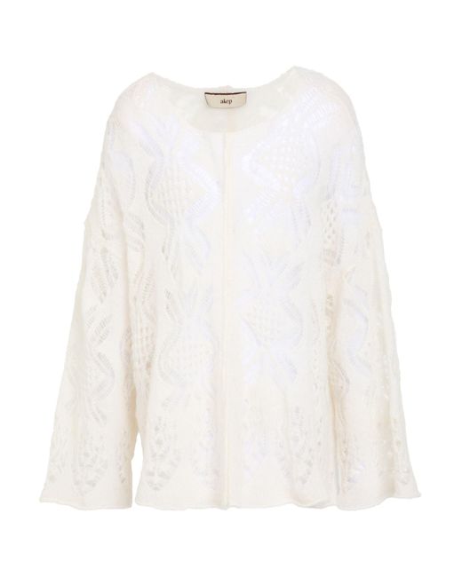 Akep White Ivory Sweater Alpaca Wool, Polyamide