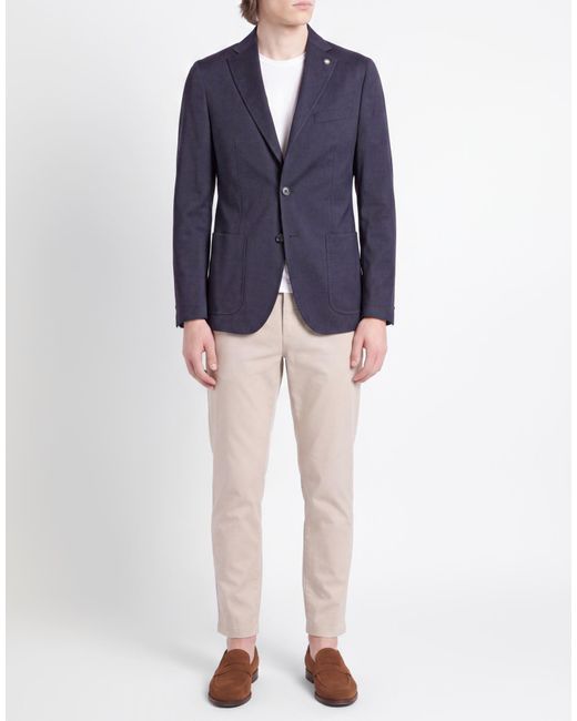 Manuel Ritz Blue Blazer Wool, Elastane for men