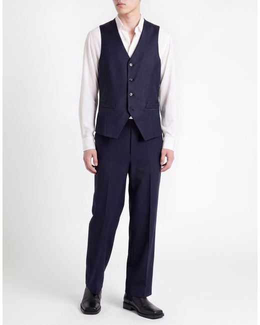 Luigi Bianchi Blue Tailored Vest Virgin Wool for men