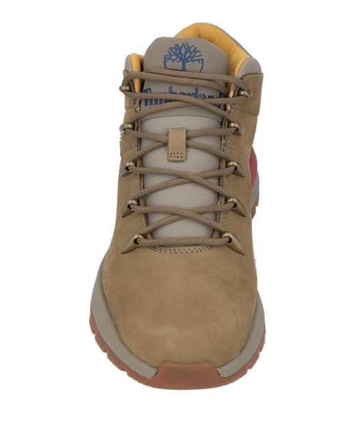Timberland Brown Khaki Ankle Boots Leather, Textile Fibers for men