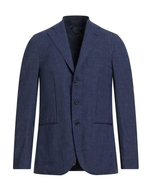 Caruso Blue Blazer Wool, Linen for men