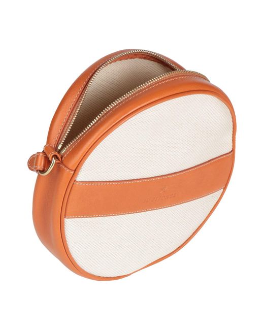 Il Bisonte White Tan Cross-Body Bag Leather, Textile Fibers