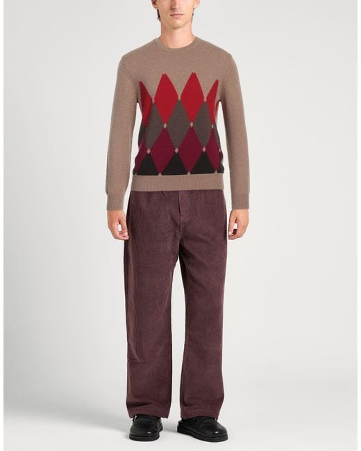 Ballantyne Red Lightweight Geometric-Print Cashmere Crewneck Sweater for men