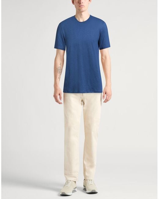Majestic Filatures Blue T-Shirt Linen, Elastane for men