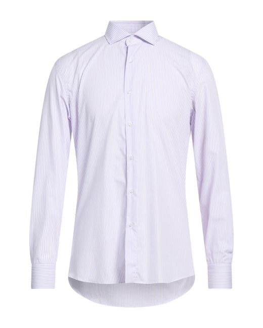 Caruso White Mauve Shirt Cotton for men