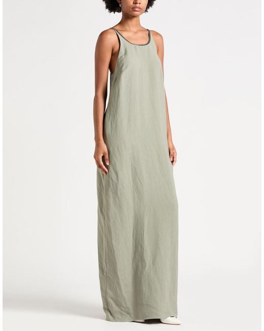 Brunello Cucinelli Green Maxi Dress Viscose, Linen, Ecobrass