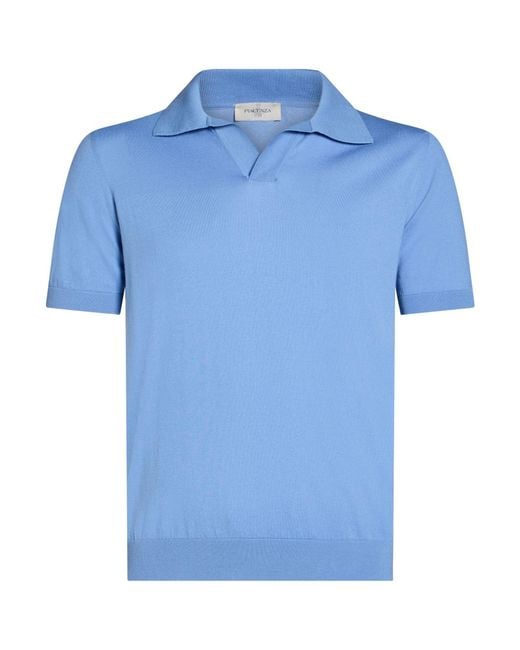 Piacenza Cashmere Blue Polo Shirt Cotton for men