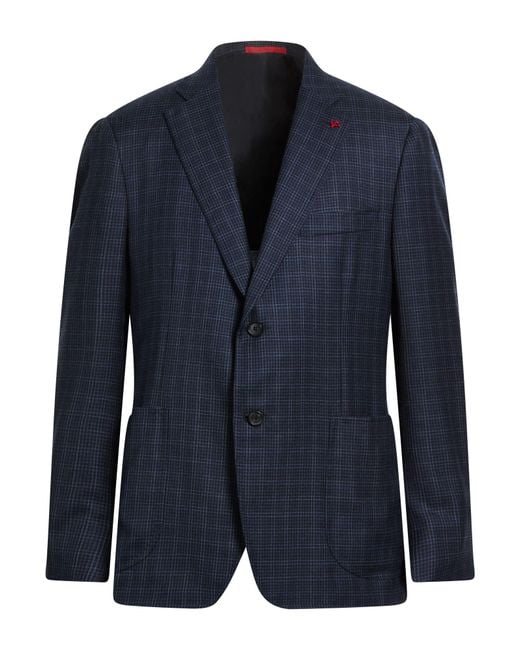 Isaia Blue Midnight Blazer Wool, Silk for men