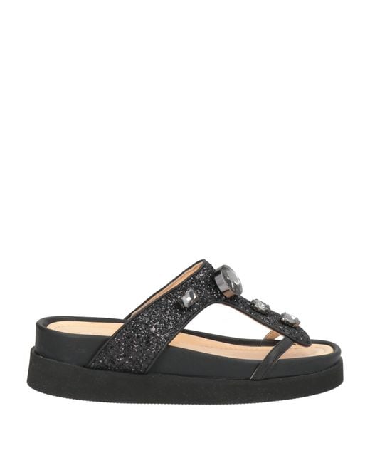 Apepazza Black Sandals Leather, Textile Fibers