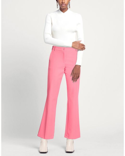 White Wise Pink Pants Polyester, Elastane