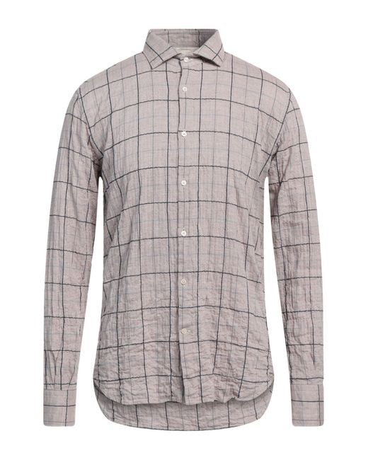 Brooksfield Gray Taupe Shirt Cotton, Modal, Elastane for men