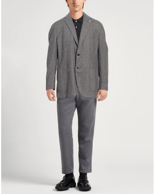 L.b.m. 1911 Gray Blazer Wool, Polyester, Polyamide, Viscose for men