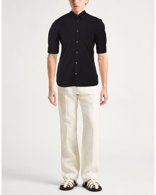 McQueen Black Shirt Cotton, Elastane for men