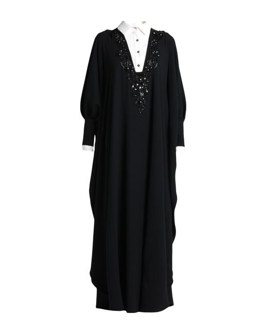 Elie Saab Black Maxi Dress Polyester, Silk