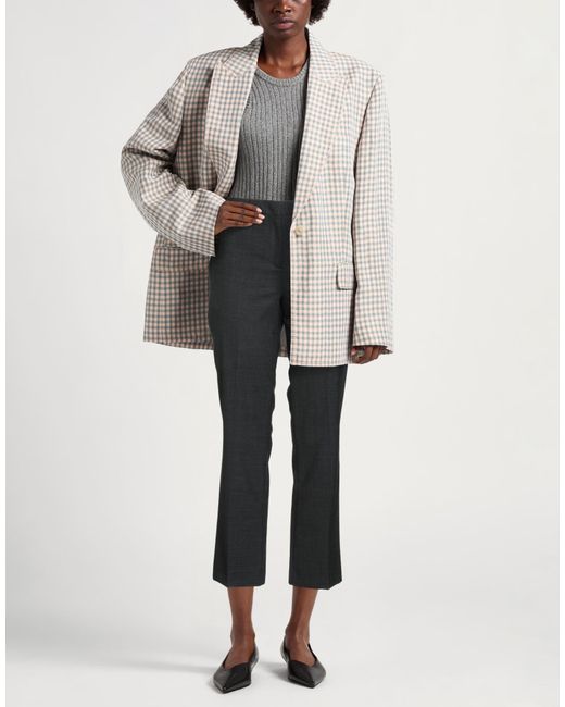 Semicouture Gray Pants Polyester, Virgin Wool, Elastane